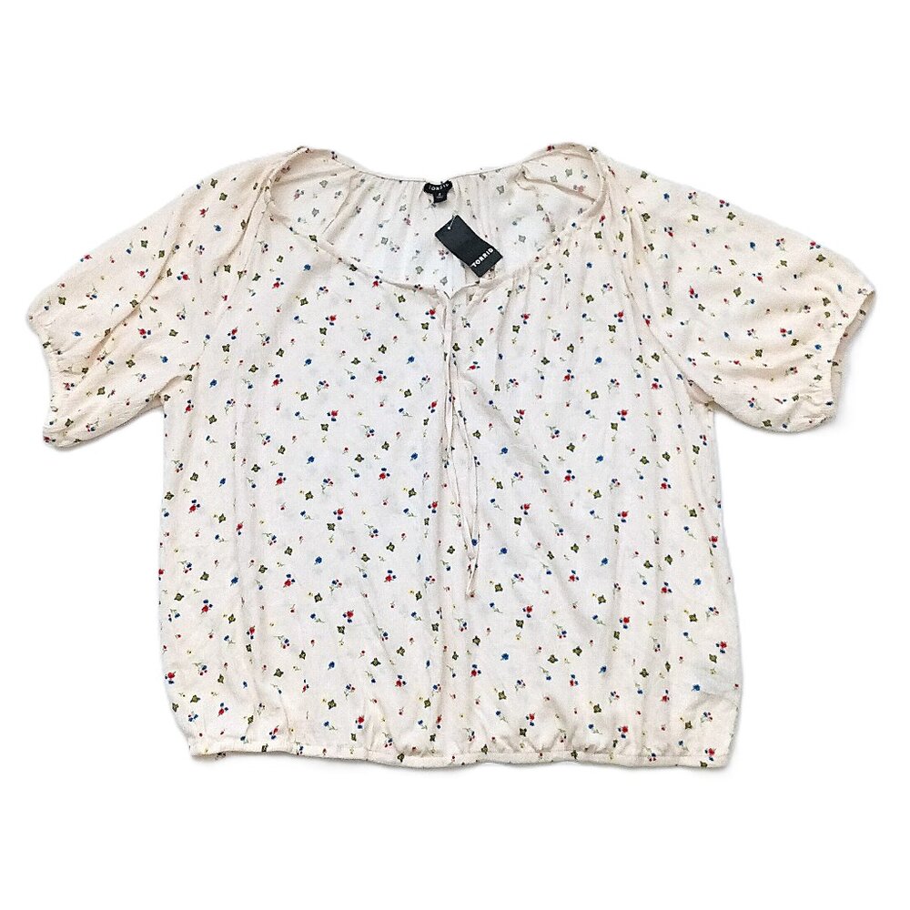 TORRID Washable Crinkle Gauze Blouson Short Sleeve Crop Top. Plus Size 2 - Picture 3 of 10